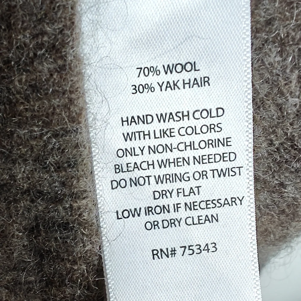 Adrienne Vittadini wool yak hair brown toggle cardigan sweater Size XL - Picture 6 of 7
